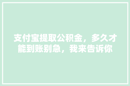 支付宝提取公积金，多久才能到账别急，我来告诉你