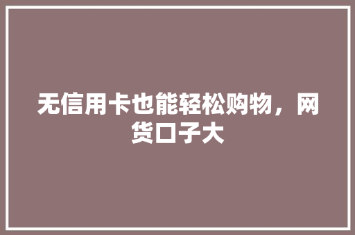 无信用卡也能轻松购物，网货口子大  第1张