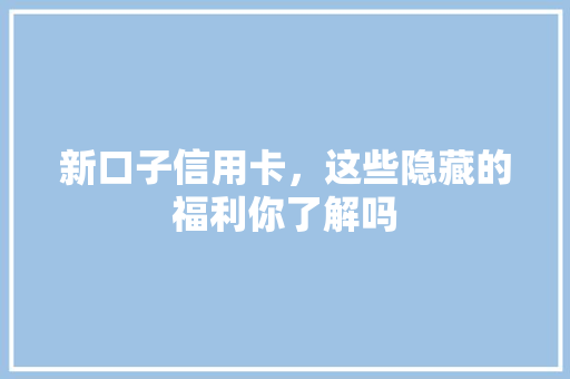 新口子信用卡，这些隐藏的福利你了解吗
