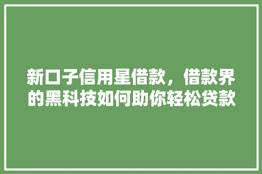 新口子信用星借款，借款界的黑科技如何助你轻松贷款