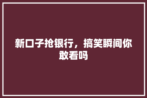 新口子抢银行，搞笑瞬间你敢看吗