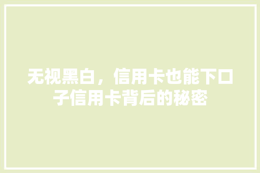 无视黑白，信用卡也能下口子信用卡背后的秘密