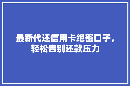 最新代还信用卡绝密口子，轻松告别还款压力  第1张