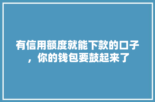 有信用额度就能下款的口子，你的钱包要鼓起来了