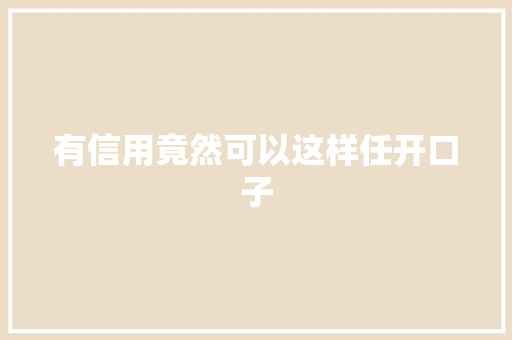 有信用竟然可以这样任开口子