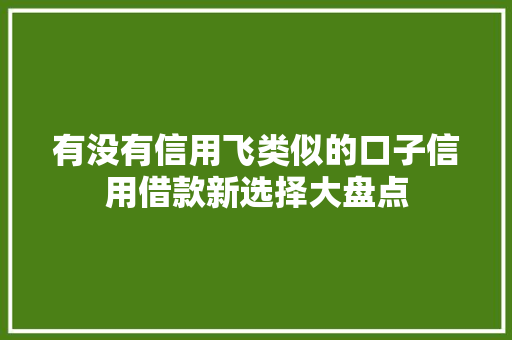有没有信用飞类似的口子信用借款新选择大盘点