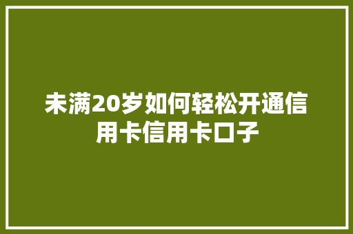 未满20岁如何轻松开通信用卡信用卡口子