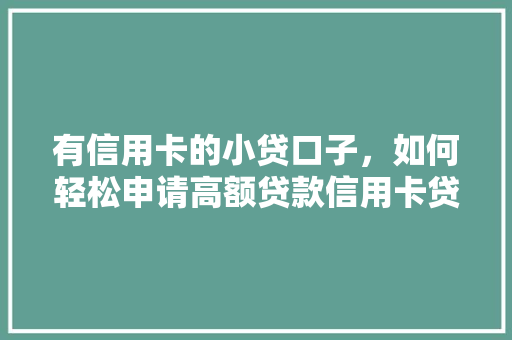 有信用卡的小贷口子，如何轻松申请高额贷款信用卡贷款攻略