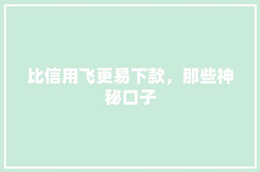 比信用飞更易下款，那些神秘口子