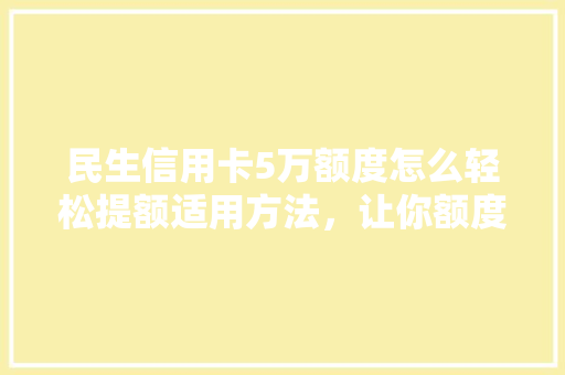 民生信用卡5万额度怎么轻松提额适用方法，让你额度翻倍