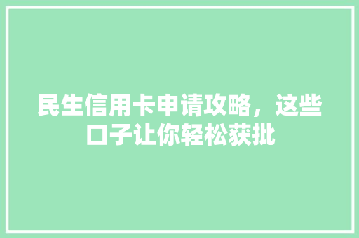 民生信用卡申请攻略，这些口子让你轻松获批