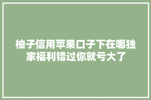 柚子信用苹果口子下在哪独家福利错过你就亏大了