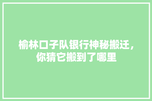 榆林口子队银行神秘搬迁，你猜它搬到了哪里