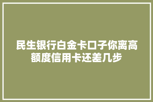 民生银行白金卡口子你离高额度信用卡还差几步