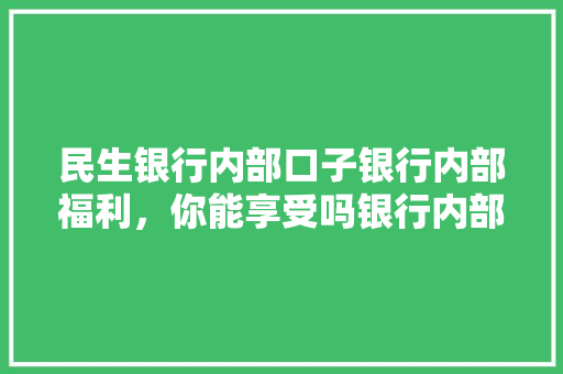 民生银行内部口子银行内部福利，你能享受吗银行内部福利大